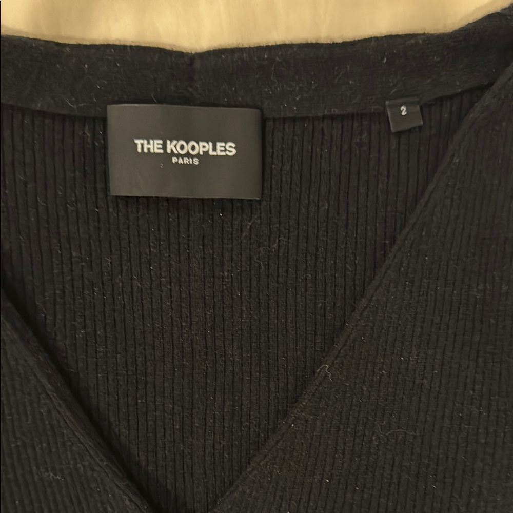 The Kooples Black Ribbed Cardigan - Picture 2 of 3